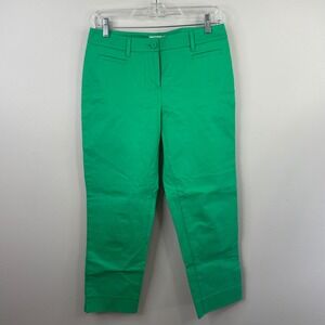 Talbots Petites Green Ankle Pants Slim Straight Leg Cotton Stretch Size 4P